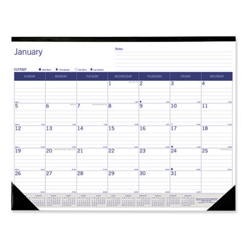 Blueline® Duraglobe Monthly Desk Pad Calendar, 22 X 17, White-blue-gray Sheets, Black Binding-corners,12-month (jan To Dec): 2022 freeshipping - TVN Wholesale